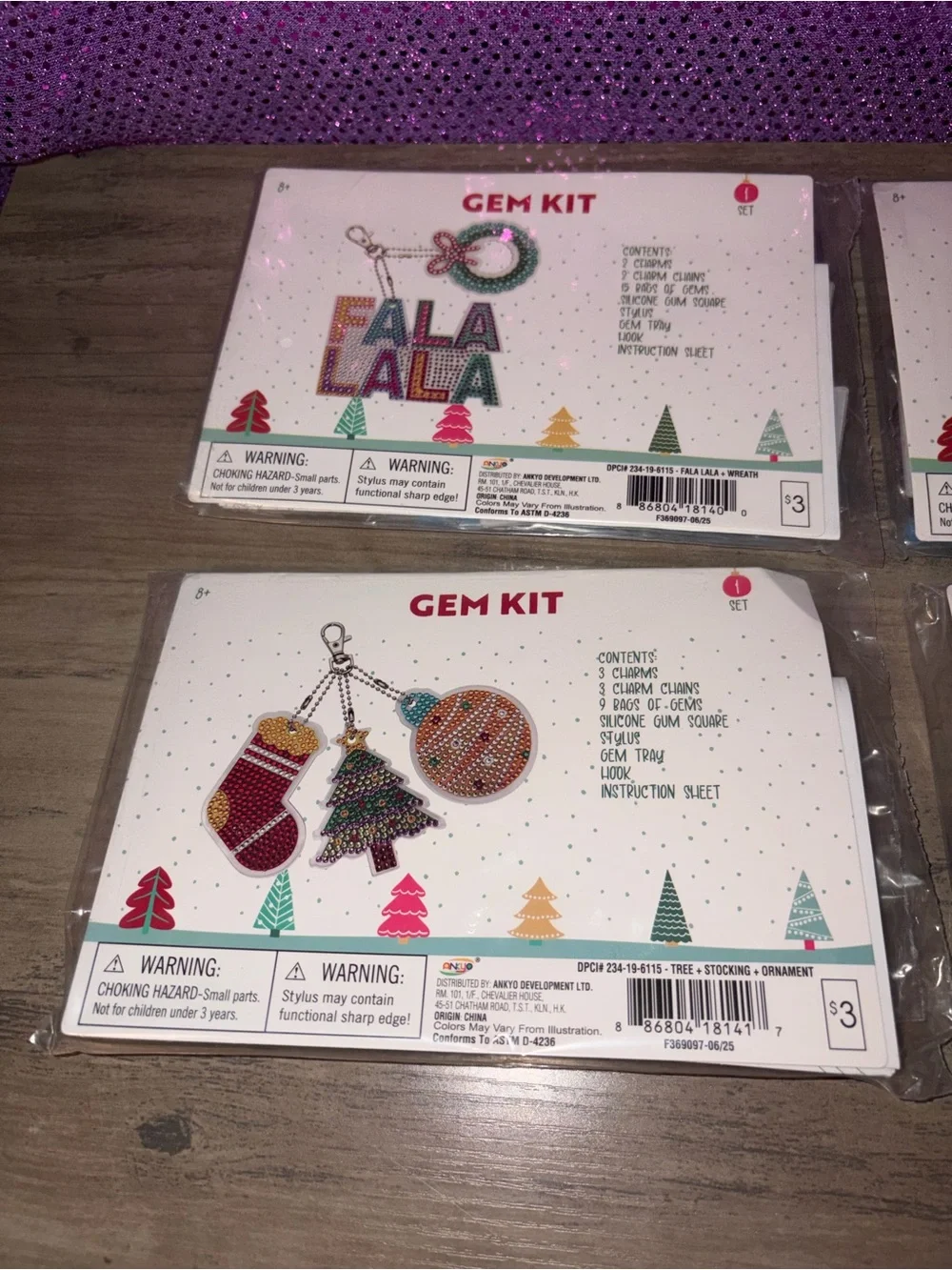 🏝️🎉🎄Holiday Diamond Art Gem Kit Bundle of 4 Christmas Charms DIY Craft Set
